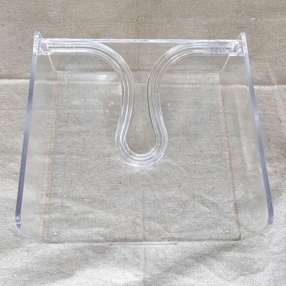 Vintage Clear Lucite Plastic Napkin Holder Butler Mod Retro 7" x 7" NIB USA Made - Picture 2 of 10